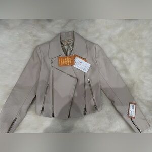 Alaia Elegant Beige Leather Jacket